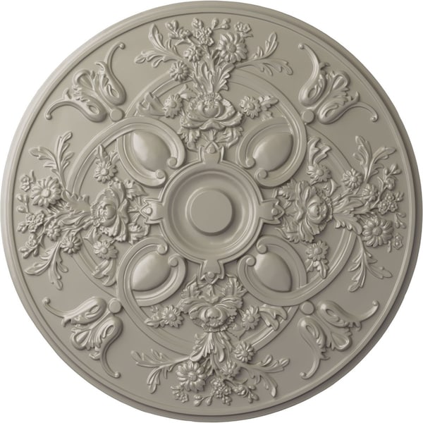 Ekena Millwork Baile Ceiling Medallion (Fits Canopies up to 6"), Hand-Painted Pearl White, 31 1/4"OD x 2 1/4"P CM31BAPWS - main
